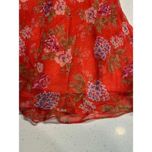 David Warren Dress NWT Halter Midi Silk Red Floral Lined Cruise Resort Party 12 - Picture 11 of 14